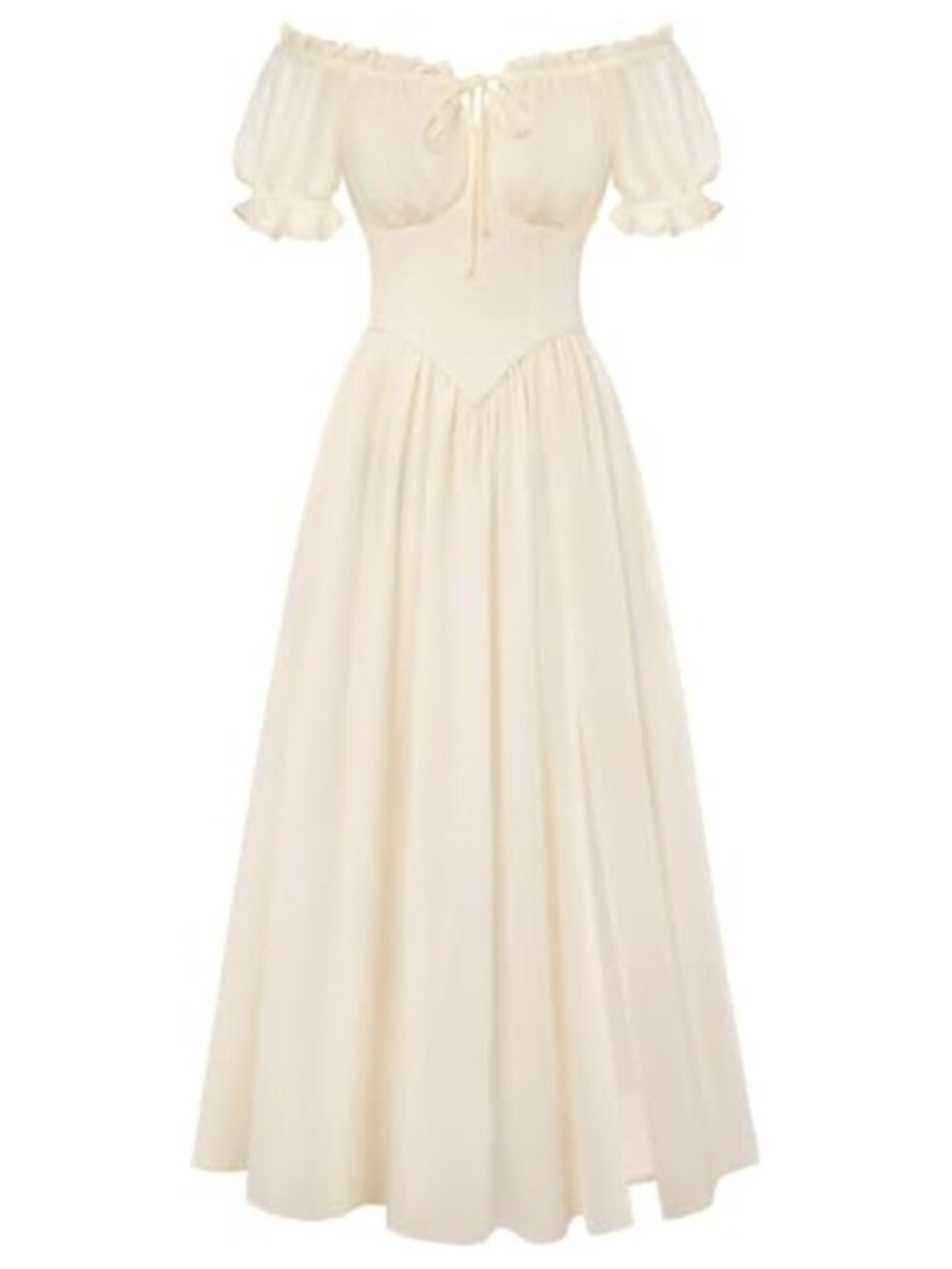 Off Shoulder Corset Dress with Pockets Flowy Chiffon Midi